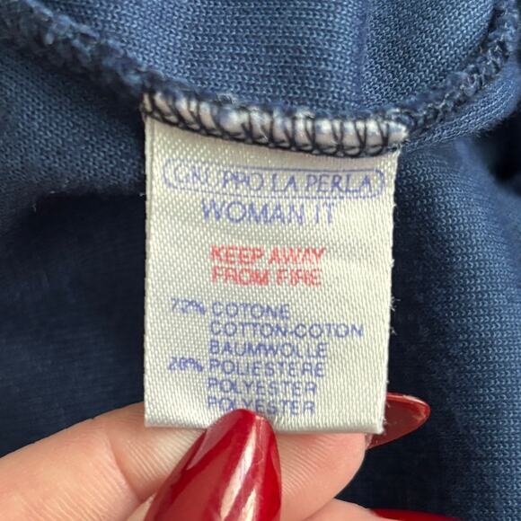 La Perla Malizia Italy Zipper Jumpsuit XS Navy Blue Velvet 1-Piece Pajama Vtg - Picture 6 of 11